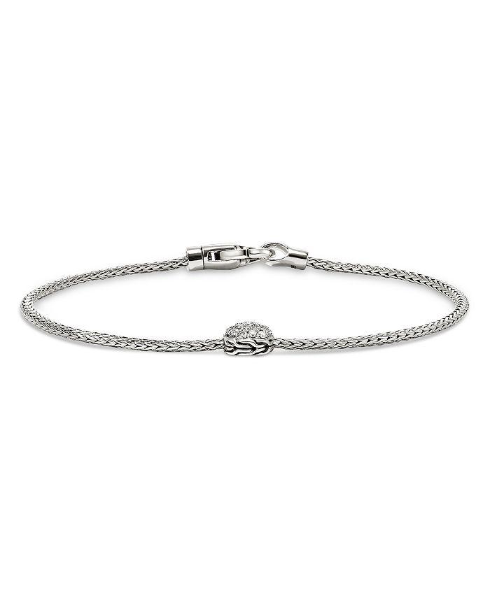 John Hardy Sterling Silver JH Essentials Diamond Pavé Disc Chain Bracelet