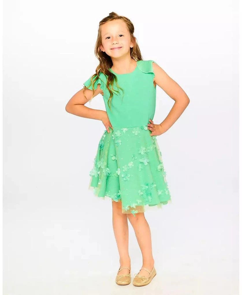 Deux par Deux Big Girls Bi-Material Dress Bright Mint Green 3