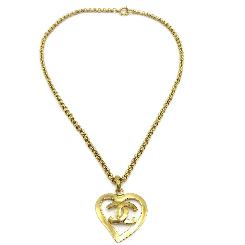 Chanel Cc Heart Pendant Necklace Metal _Plated Necklace Jewelry (Pre-Owned)