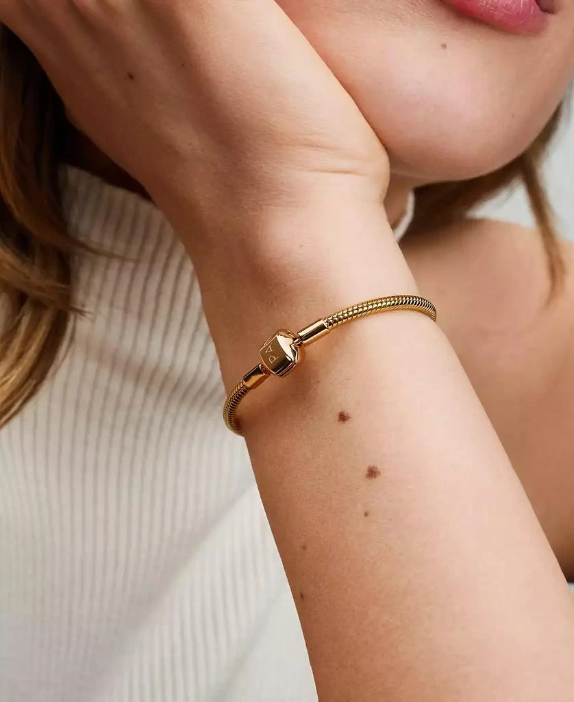 PANDORA 14K Gold-Plated Barrel Clasp Snake Chain Bracelet 2