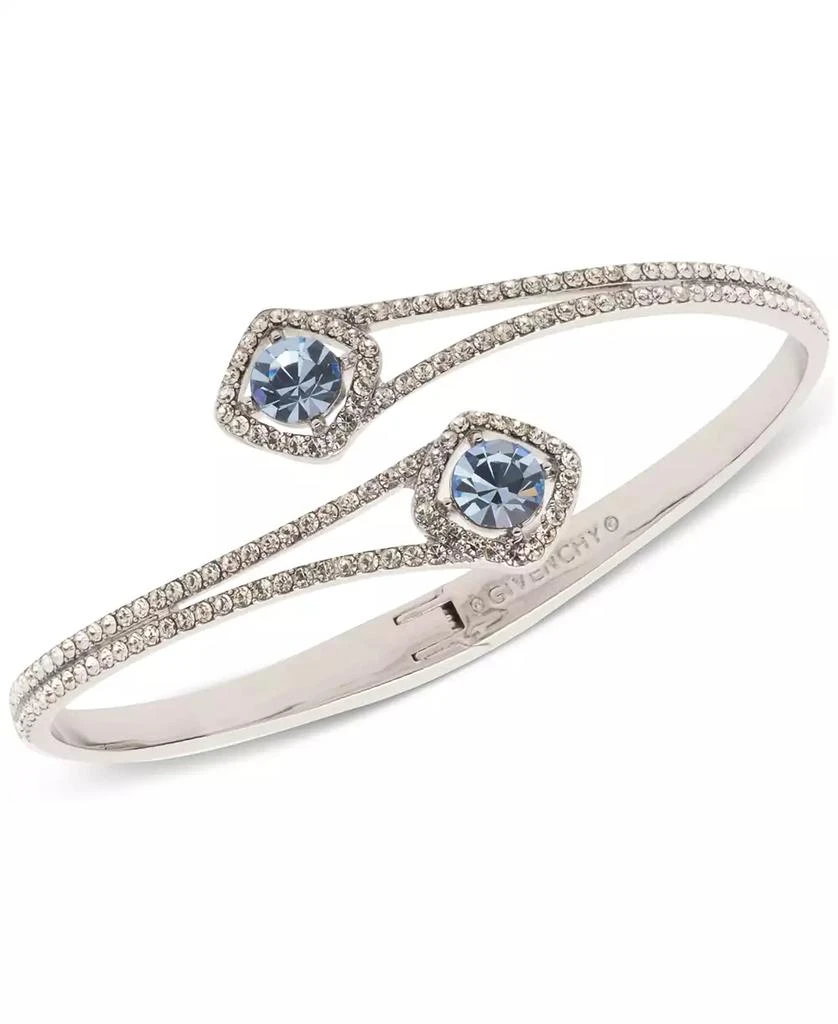 Givenchy Silver-Tone Pavé & Round Crystal Halo Bypass Bangle Bracelet 1