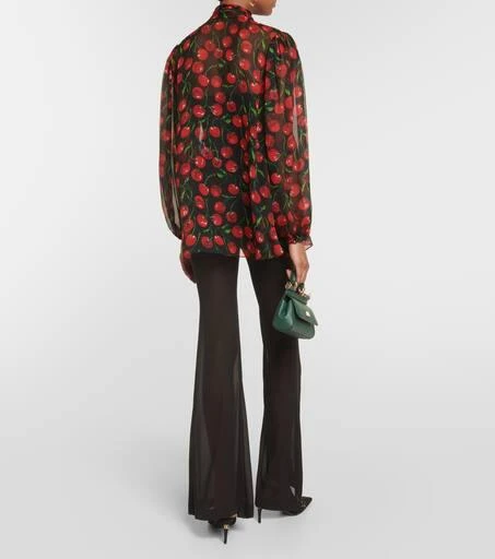 Dolce & Gabbana Cherry tie-neck silk chiffon blouse 3