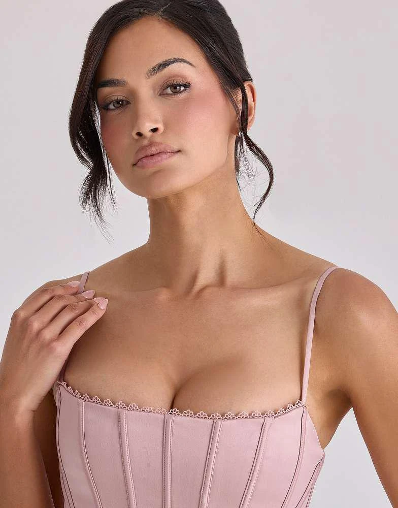 House of CB House of CB Cadie blush pink satin corset top in blush pink 4