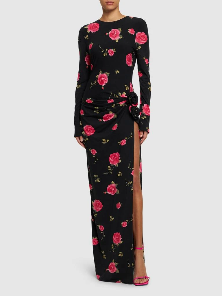 MAGDA BUTRYM Rose Printed Draped Jersey Long Dress 1