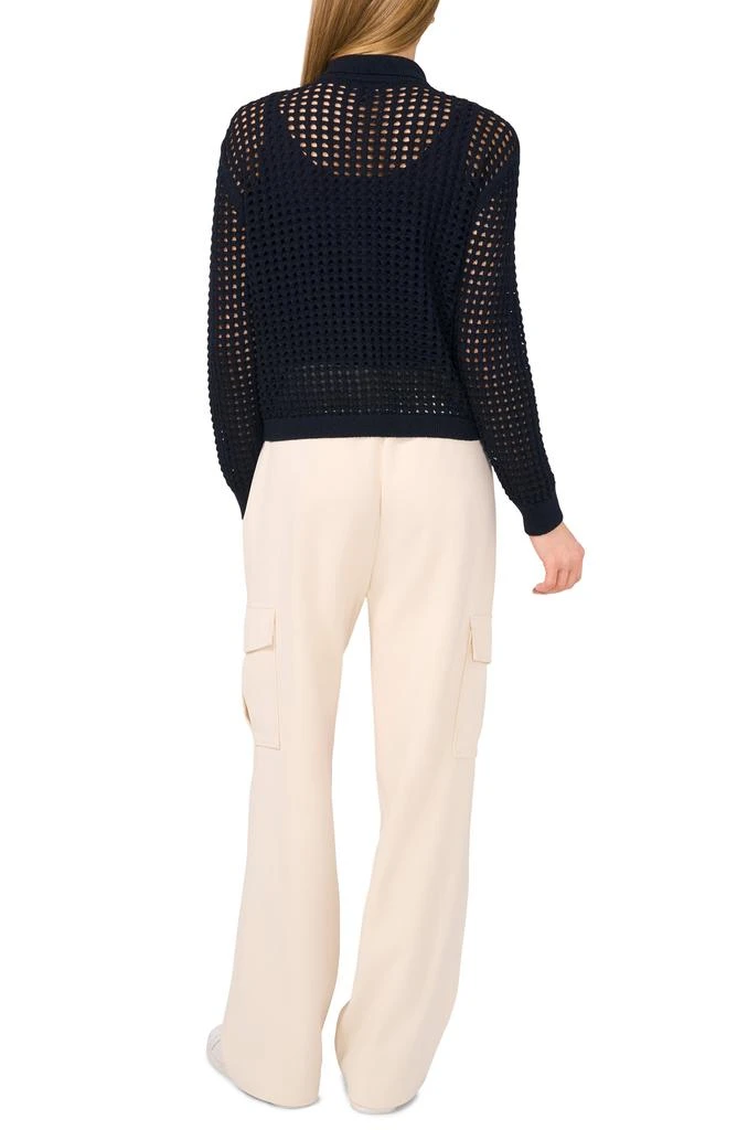 Halogen Recycled Polyester Open Weave Collar Cardigan 5