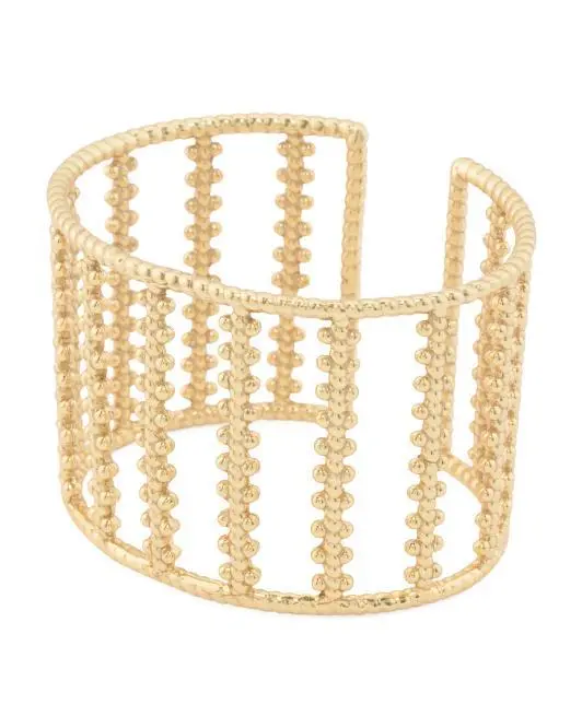 SHAANTI JEWELS Made In India 18kt Gold Plated Textured Cuff Bracelet