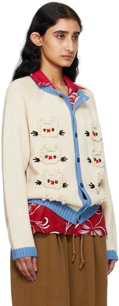 Bode Off-White Calico Cardigan