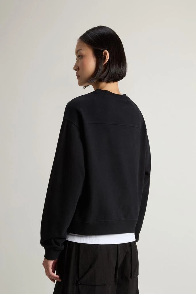Woolrich Crewneck Sweatshirt in Pure Cotton with Embroidered Logo - Women - Black 3