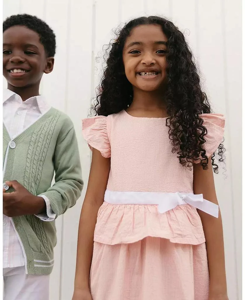 Hope 
Henry Little Girls Organic Seersucker Ruffle Sleeve Peplum Dress 4