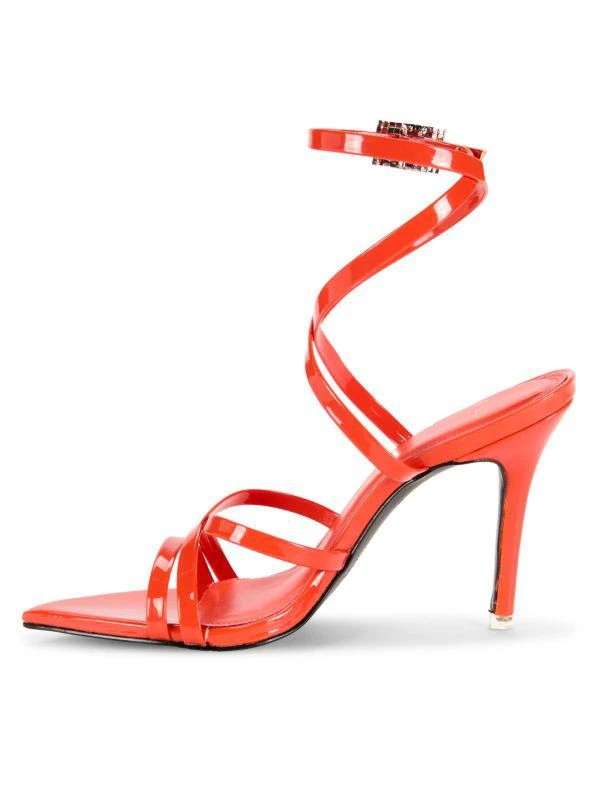 Black Suede Studio Kimora Strappy Patent Leather Sandals 4