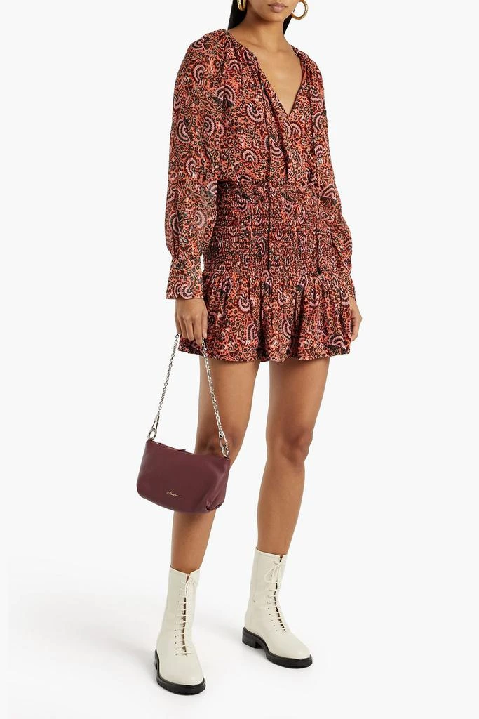 A.L.C. Bryce gathered printed silk-georgette blouse 2