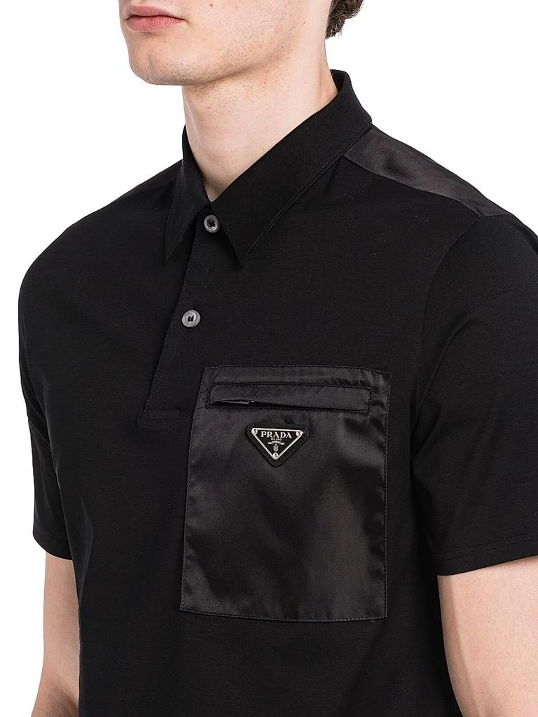 Prada Stretch Cotton Polo Shirt with Nylon Details 5