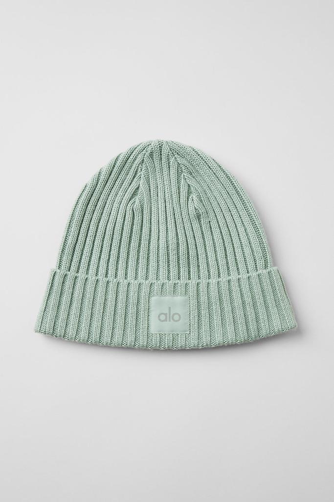 Alo Yoga Cashmere Blend Rib Beanie - Icy Sage