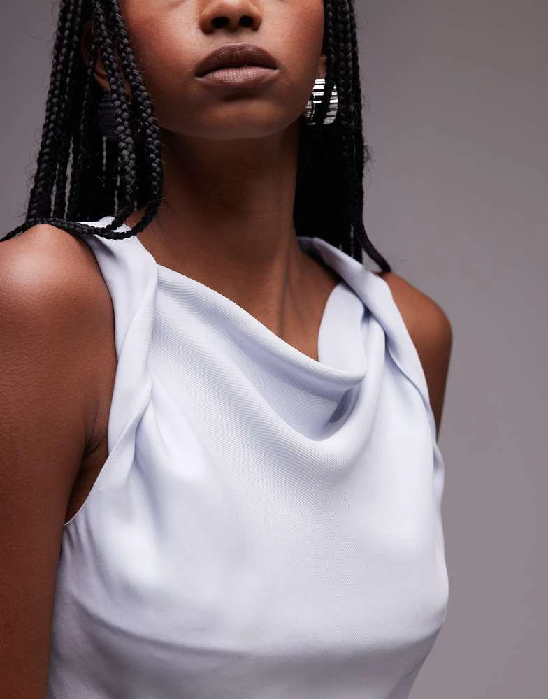 Topshop Topshop twist strap sleeveless top in icey blue 4