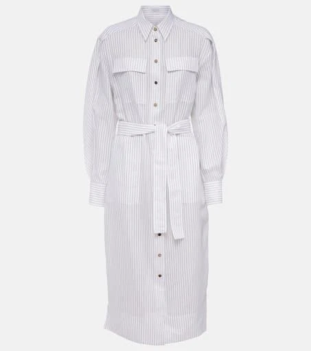 Brunello Cucinelli Striped cotton and silk-blend shirt dress 1