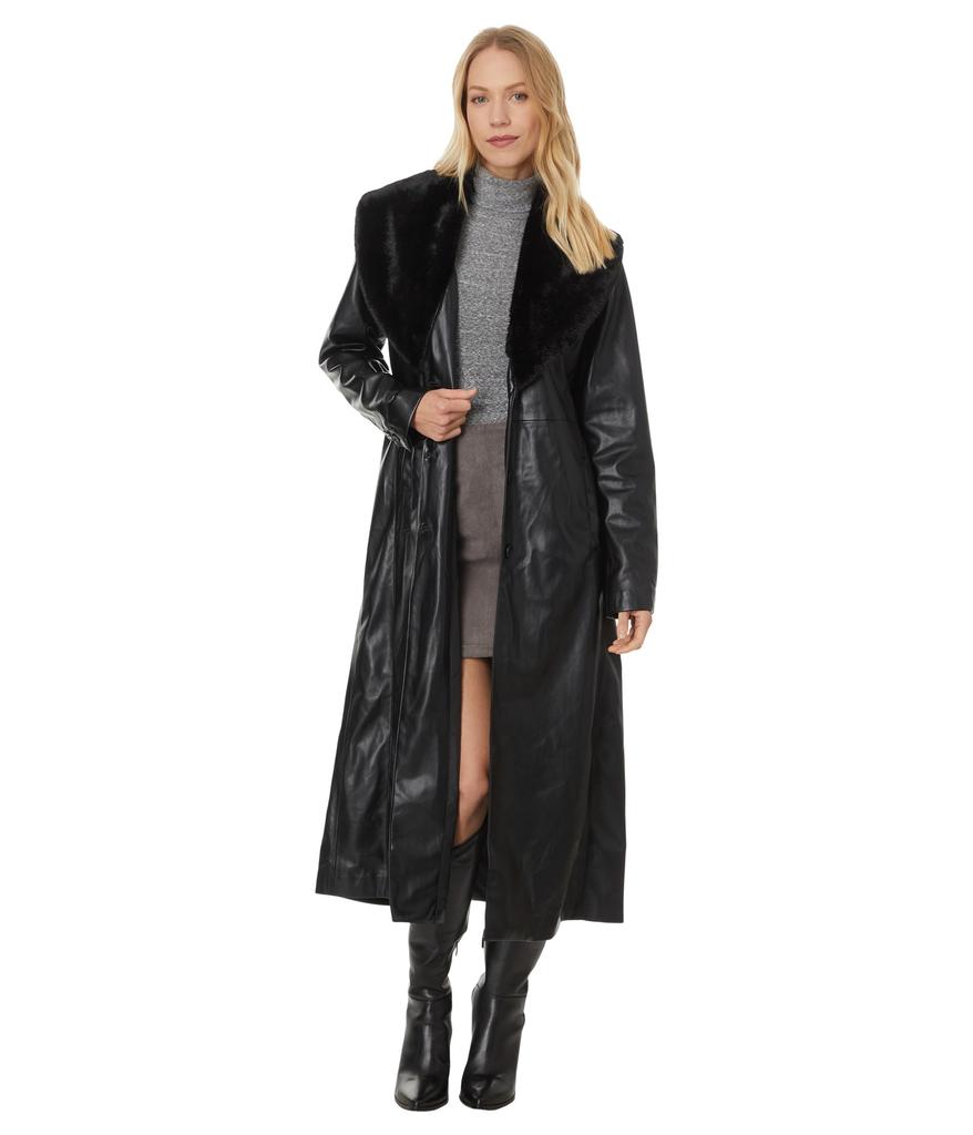 Blank NYC Trench Coat With Faux Fur Collar Detail