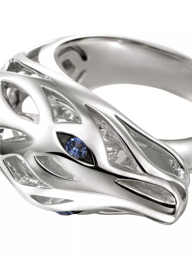 John Hardy Naga Dragon Sterling Silver & Blue Sapphire Ring 7