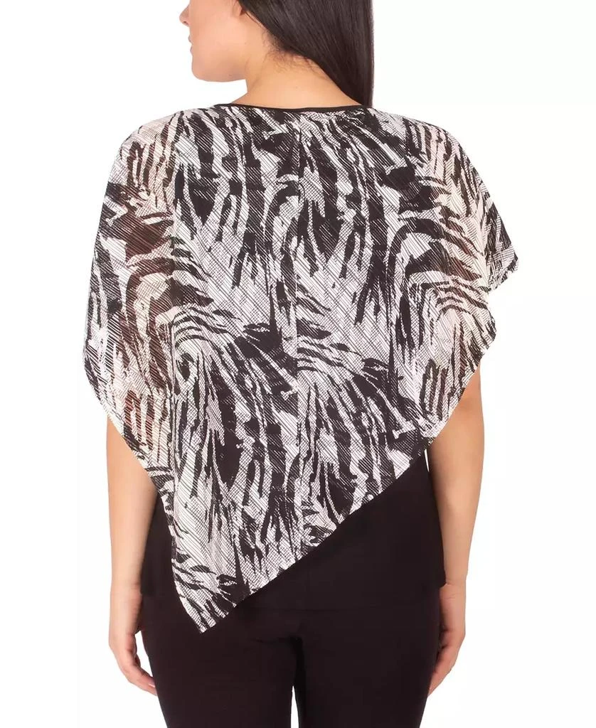 NY Collection Petite Asymmetrical Poncho Top with Necklace 2
