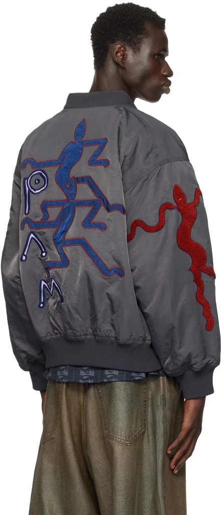 Perks and Mini Gray & Purple Susumu Mukai Edition Markings Reversible Bomber Jacket 3