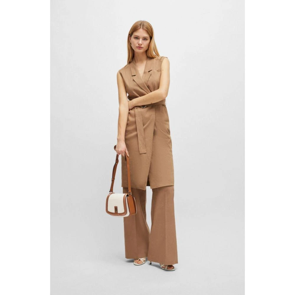 Hugo Boss Belted wrap dress in a linen blend 2