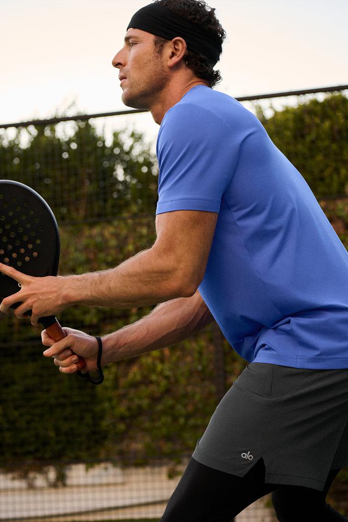 Alo Conquer Reform Crewneck Short Sleeve - Marathon Blue - Outdoor