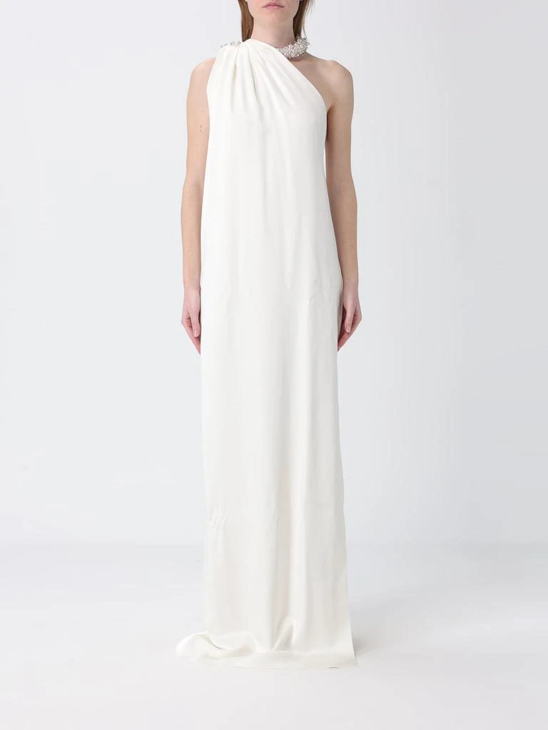 Shop Emelia Floral Appliqu Pleated Georgette Halter Maxi Dress In Ivory on  Sale at BeyondStyle  Get 57% Off Emelia Floral Appliqu Pleated Georgette  Halter Maxi Dress In Ivory with Limited-Time Flash