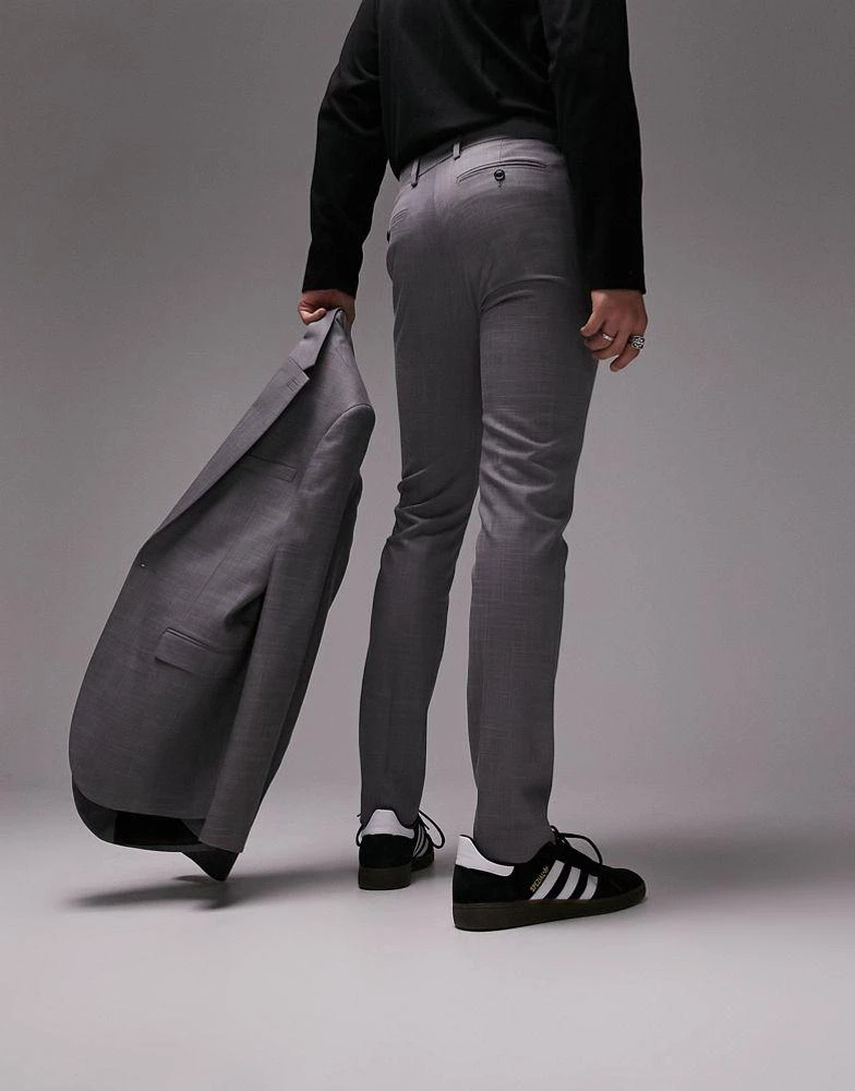 Topman Topman stretch super skinny suit trousers in grey 3
