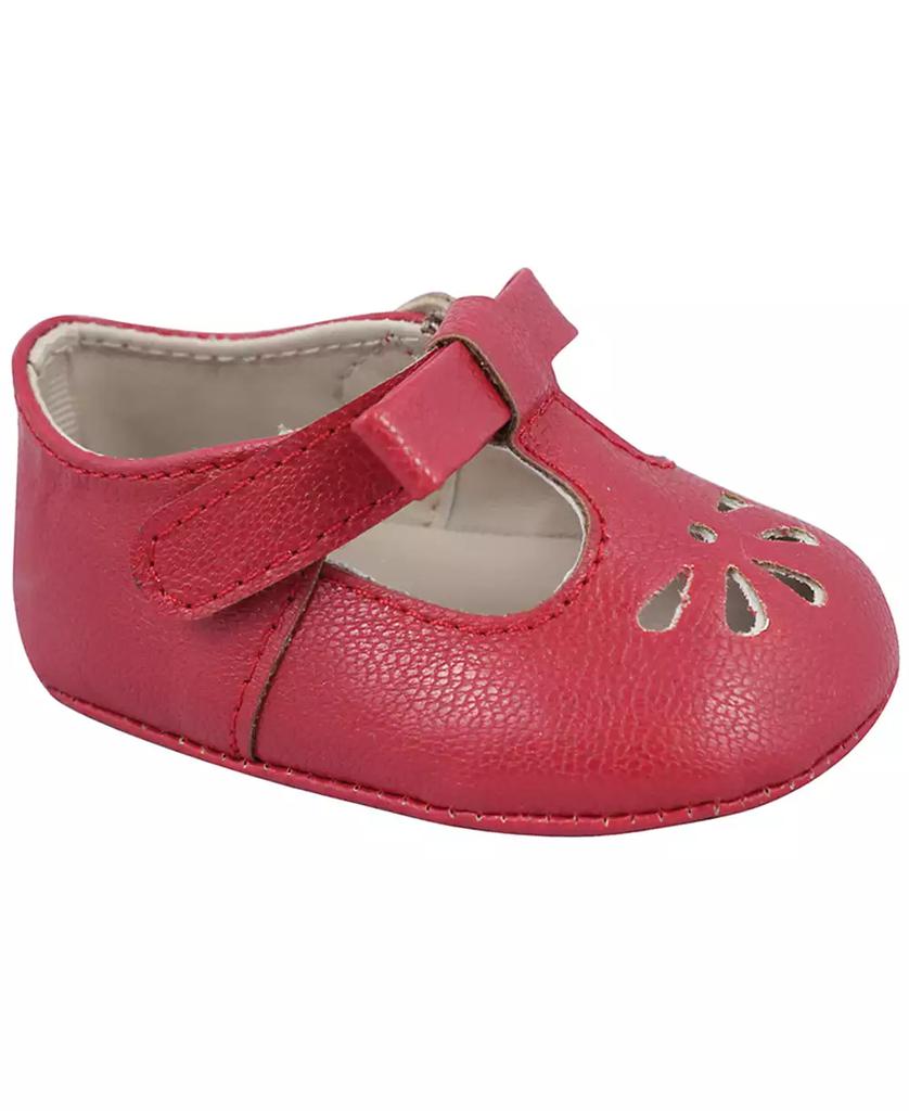 Baby Deer Baby Girl Soft Leather-Like T-Strap with Bow and Perforation