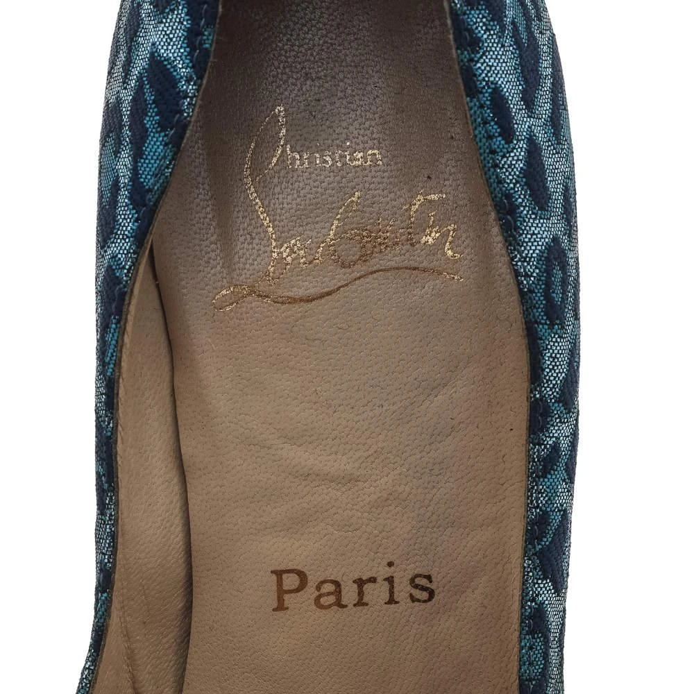 Christian Louboutin Christian Louboutin Blue Leopard Print Fabric Peep Toe Pumps Size 37 7