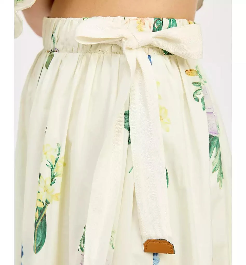 En Saison Women's Ashley Floral-Print Belted Scalloped-Hem Cotton Midi Skirt 3