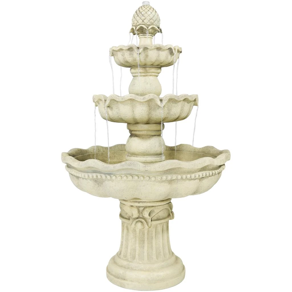 Sunnydaze 51"H Electric Polyresin and Fiberglass 3-Tier Pineapple Top Outdoor Water Fountain 1