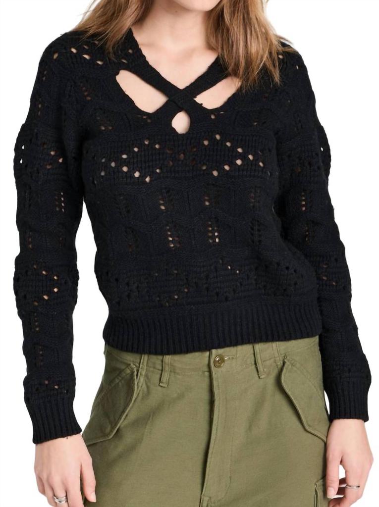 Sea Cole Cable Knit Cut Out Sweater In Black