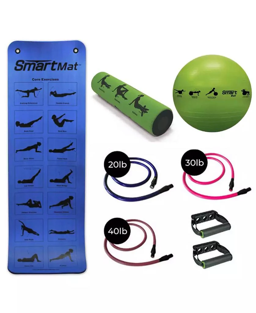 Prism Fitness 400-150-031-1 Smart Necessity Resistance Band Exercise Mat Bundle 4
