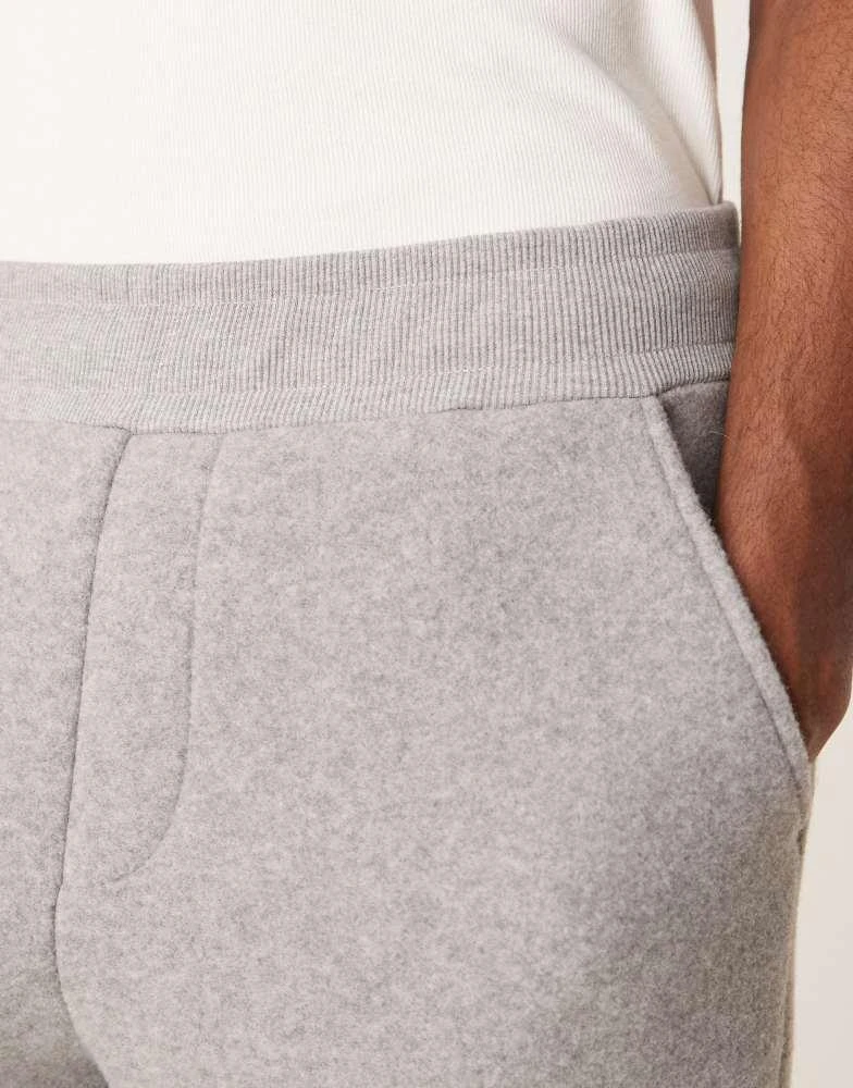 ASOS ASOS DESIGN Premium felt straight leg joggers in grey marl 2