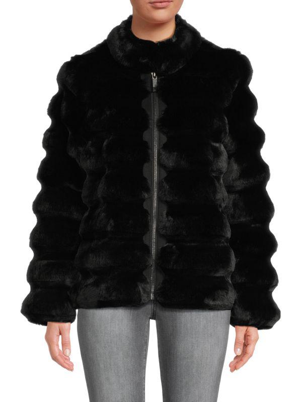 BELLE FARE Channeled Faux Fur Jacket