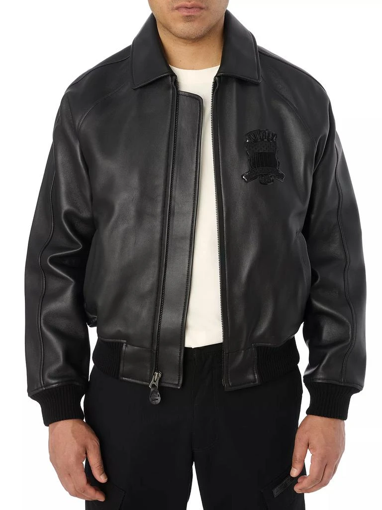Avirex Black Icon Leather Bomber Jacket 4