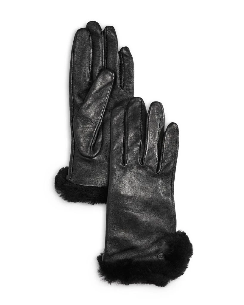 UGG Shearling Trim Leather Gloves 1