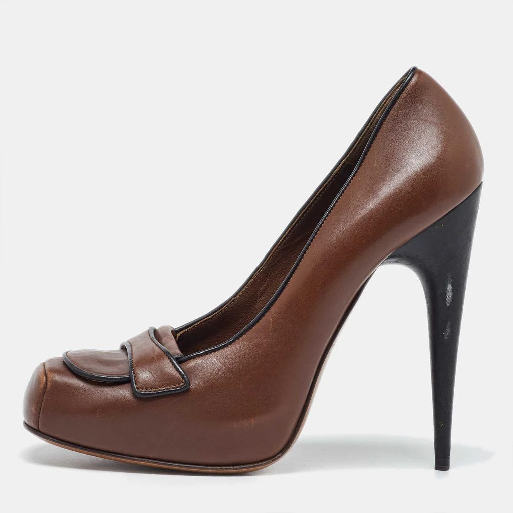 Marni Marni Brown Leather Platform Square Toe Pumps Size 38 1