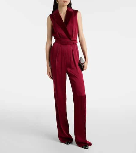 Max Mara Scalata velvet-trimmed satin jumpsuit 2