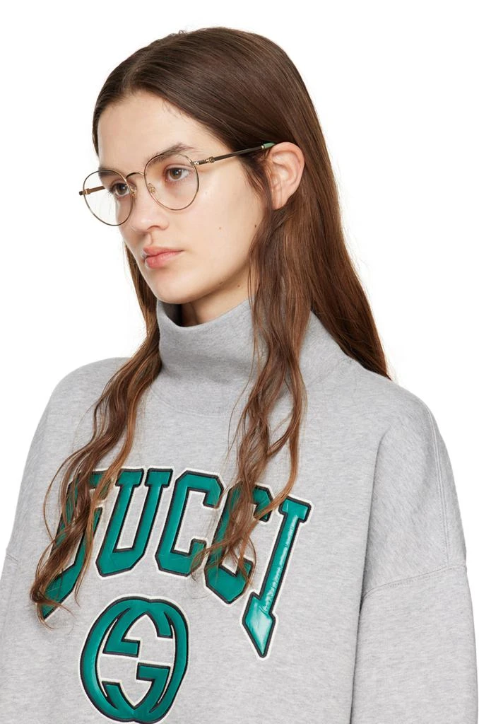 Gucci Gold Mini Running Round Metal Glasses 4