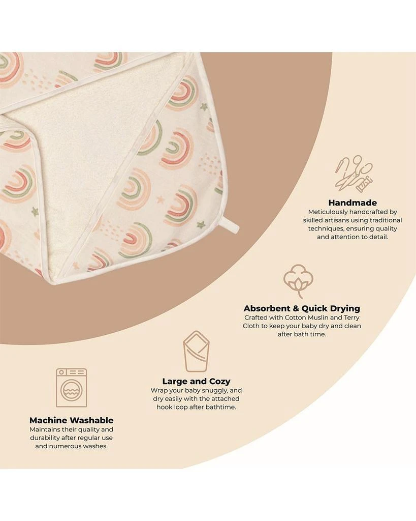 Crane Baby Parker Baby Rainbow Hooded Towel - Ages 0-3 4