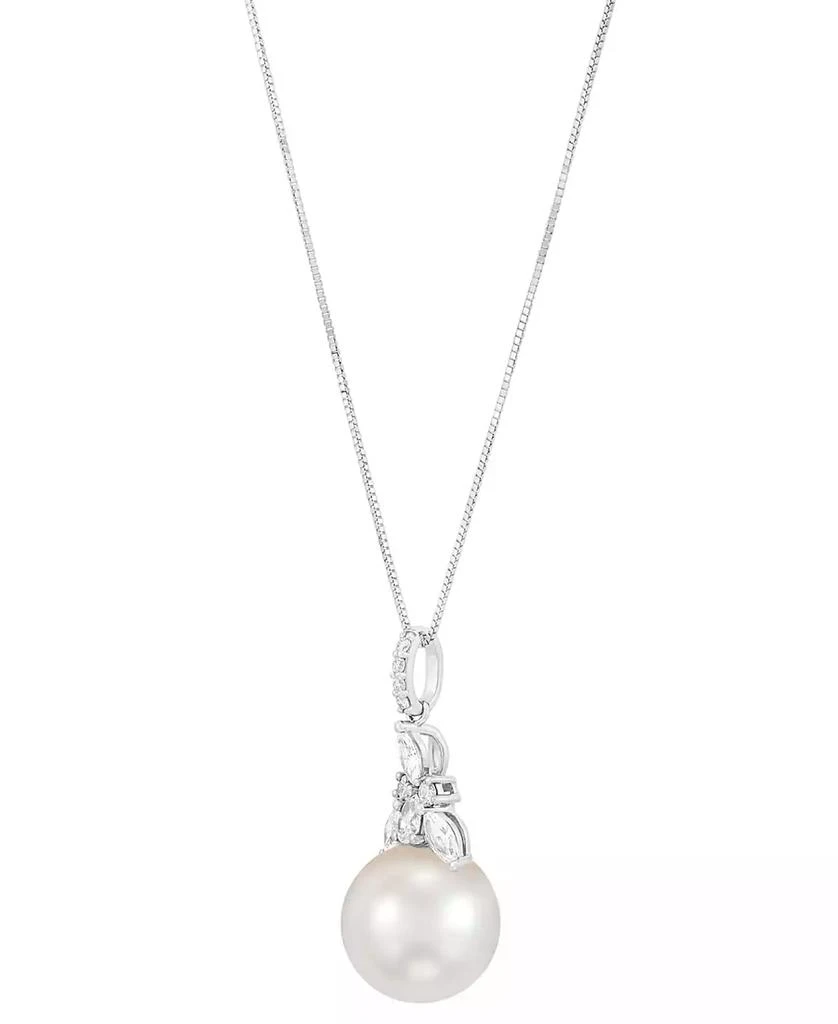 Grown With Love Cultured Freshwater Pearl (12mm) & Lab Grown Diamond (1/2 ct. t.w.) 18" Pendant Necklace in 14k White Gold 3
