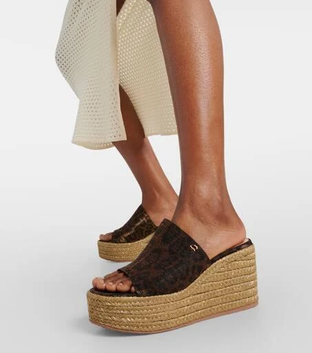 Gianvito Rossi Leopard-print espadrille wedge mules 4