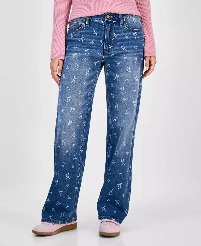Tinseltown Juniors
Mid-Rise Bow-Print Baggy Jeans 2