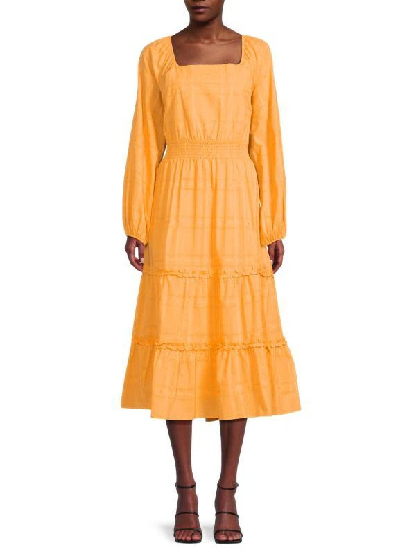 ELLA rafaella Checked Squareneck Midi Dress 1
