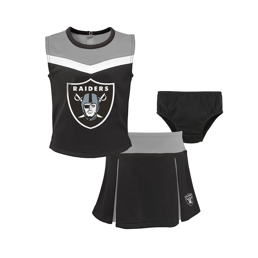 Outerstuff Girls Toddler Black Las Vegas Raiders Spirit Cheer Two-Piece Cheerleader Set with Bloomers
