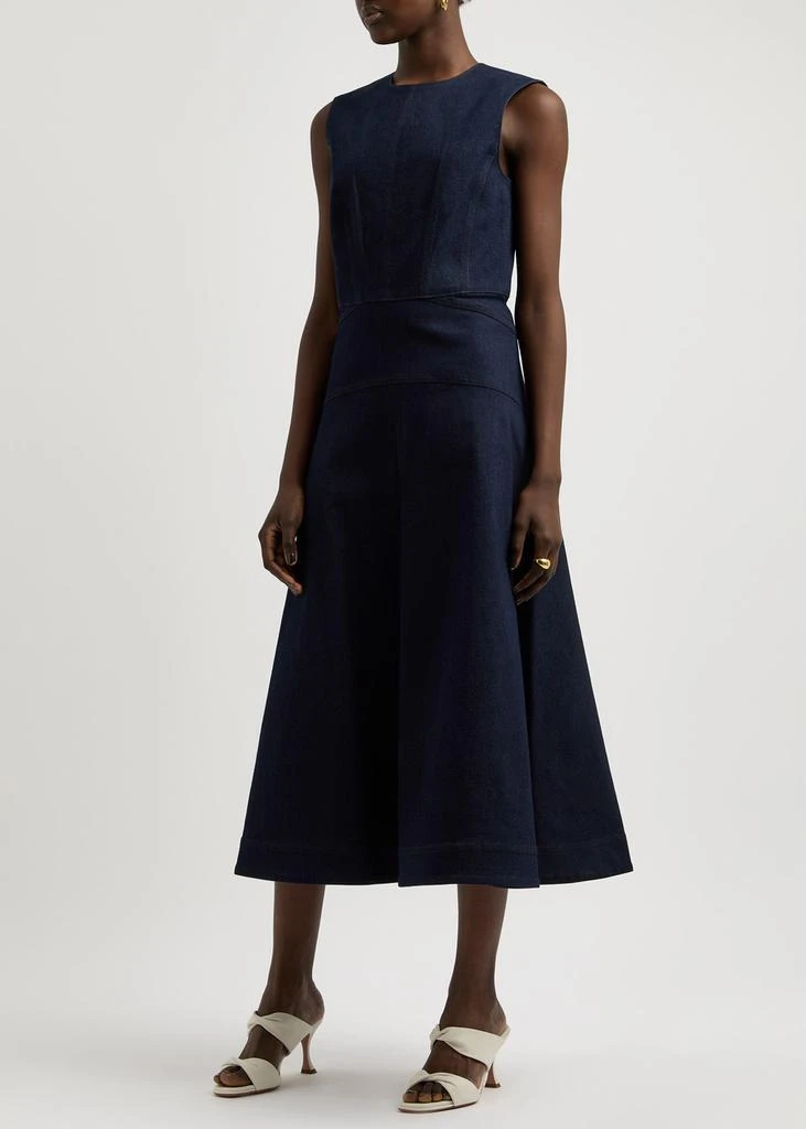 VERONICA BEARD Karrigan panelled chambray midi dress 2