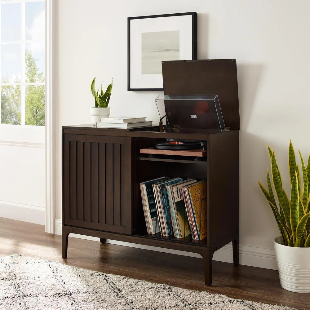 Crosley Asher Record Storage Media Console Dark Brown 5