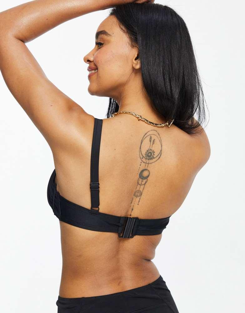 Wolf & Whistle Wolf & Whistle Exclusive Fuller Bust underwire one shoulder bikini top in black