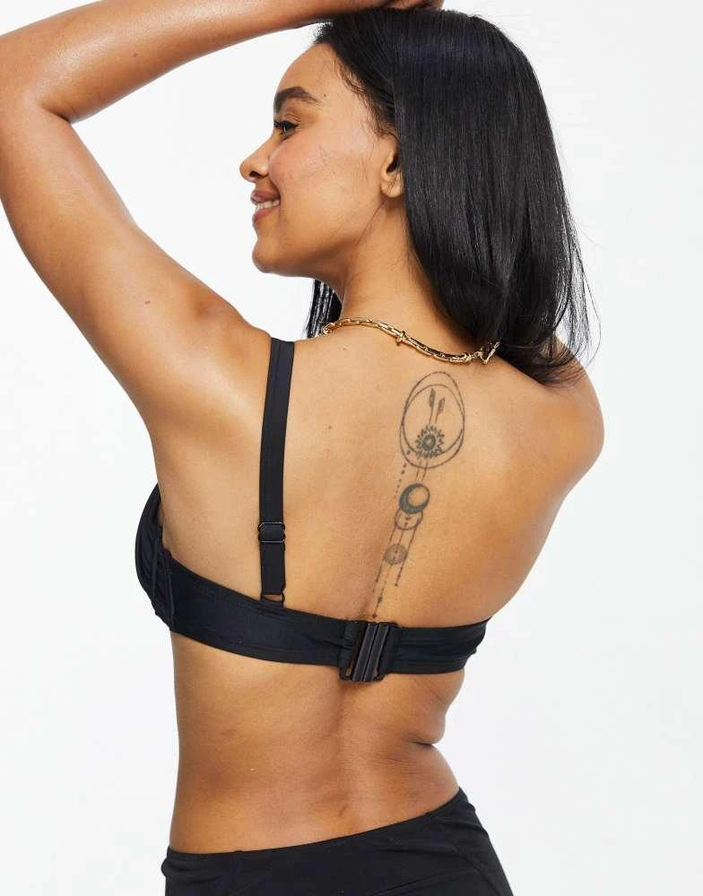 Wolf & Whistle Wolf & Whistle Exclusive Fuller Bust underwire one shoulder bikini top in black 2